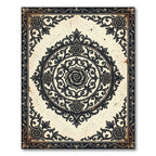 Vintage Gothic Rose Medallion Floral Rug