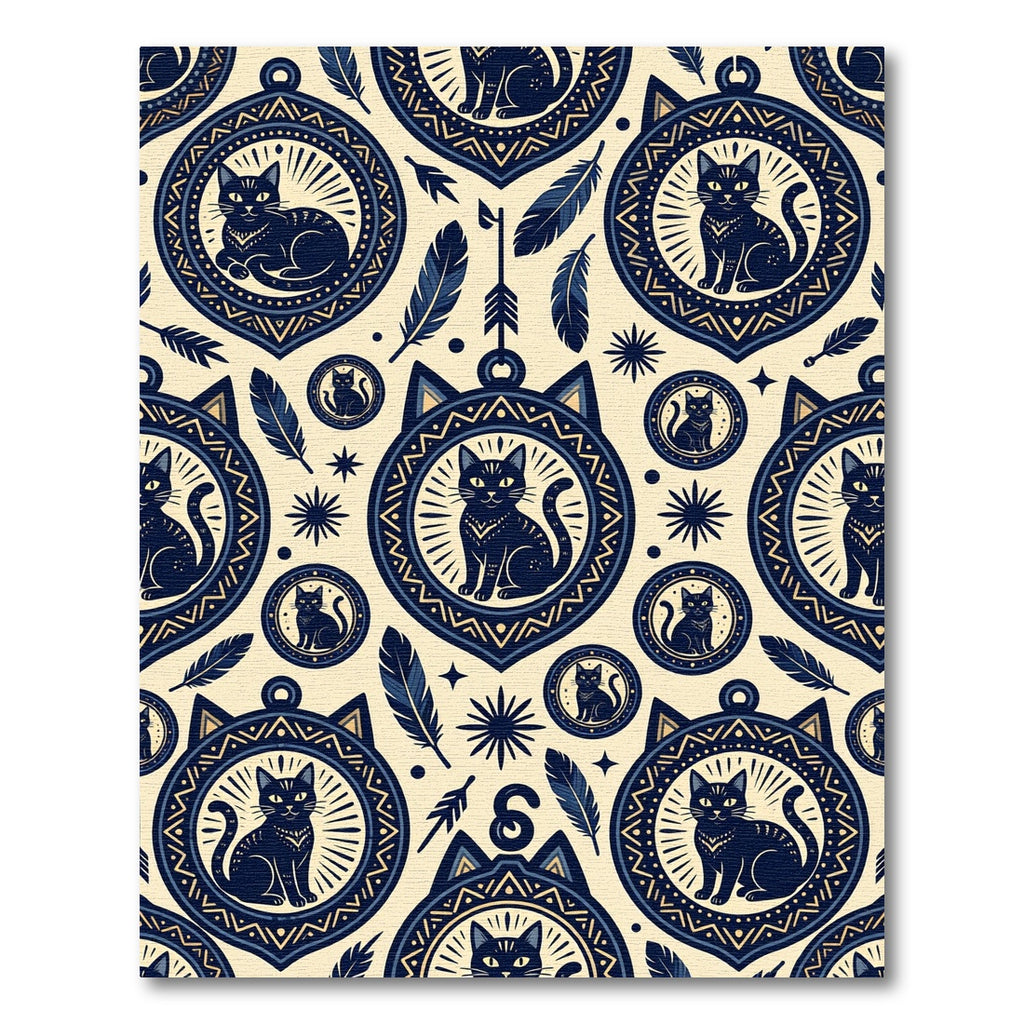 Mystical Midnight Black Cat Feather Tapestry Rug