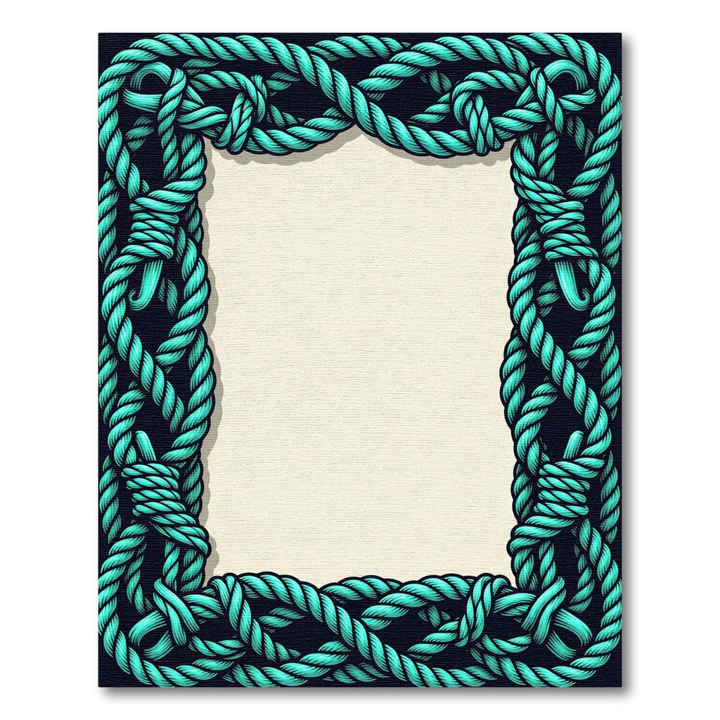 Deep Teal Rope Border Rug