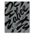 Contemporary Charcoal Black Abstract Calligraphy Rug