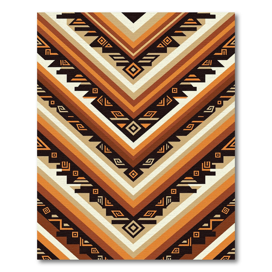 Earthy Geometric Chevron Aztec Art Rug
