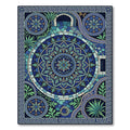 Deep Blue Stained Glass Floral Medallion Rug