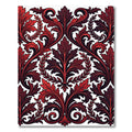 Crimson Red Scrolling Acanthus Leaf Rug
