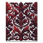 Crimson Red Scrolling Acanthus Leaf Rug