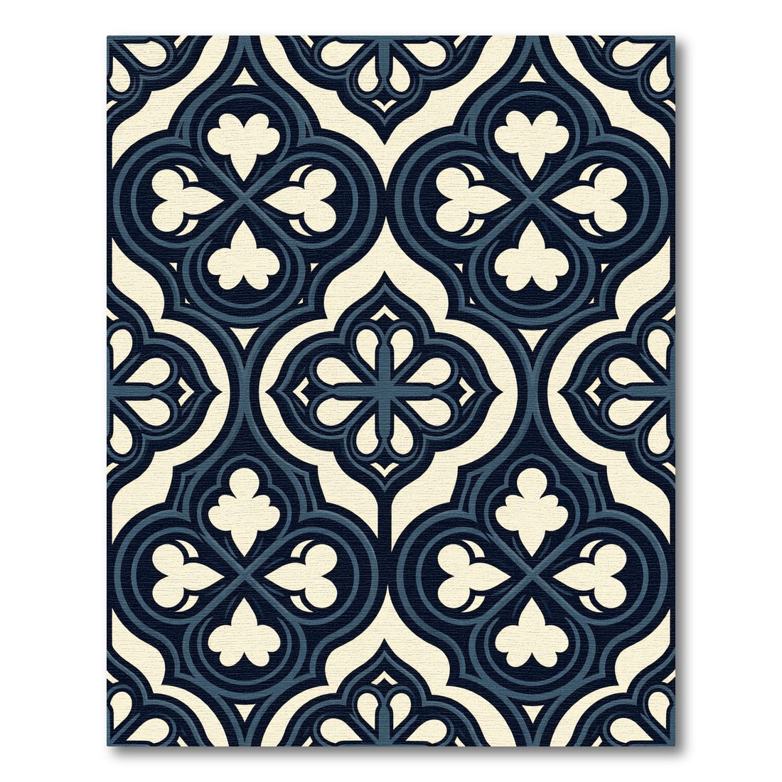 Midnight Navy Gothic Quatrefoil Tile Rug