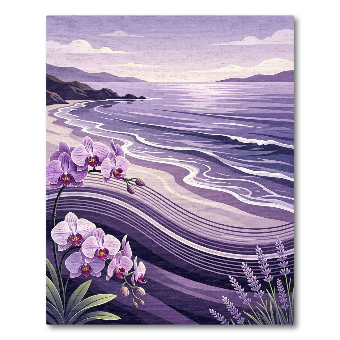 Orchid And Lavender Coastal Wave Rug