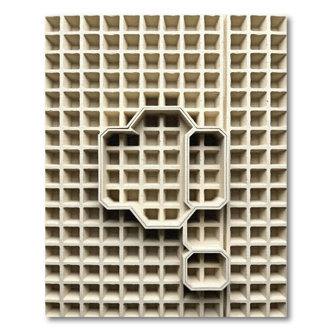 Cream Geometric Sculptural Grid Waffle Rug