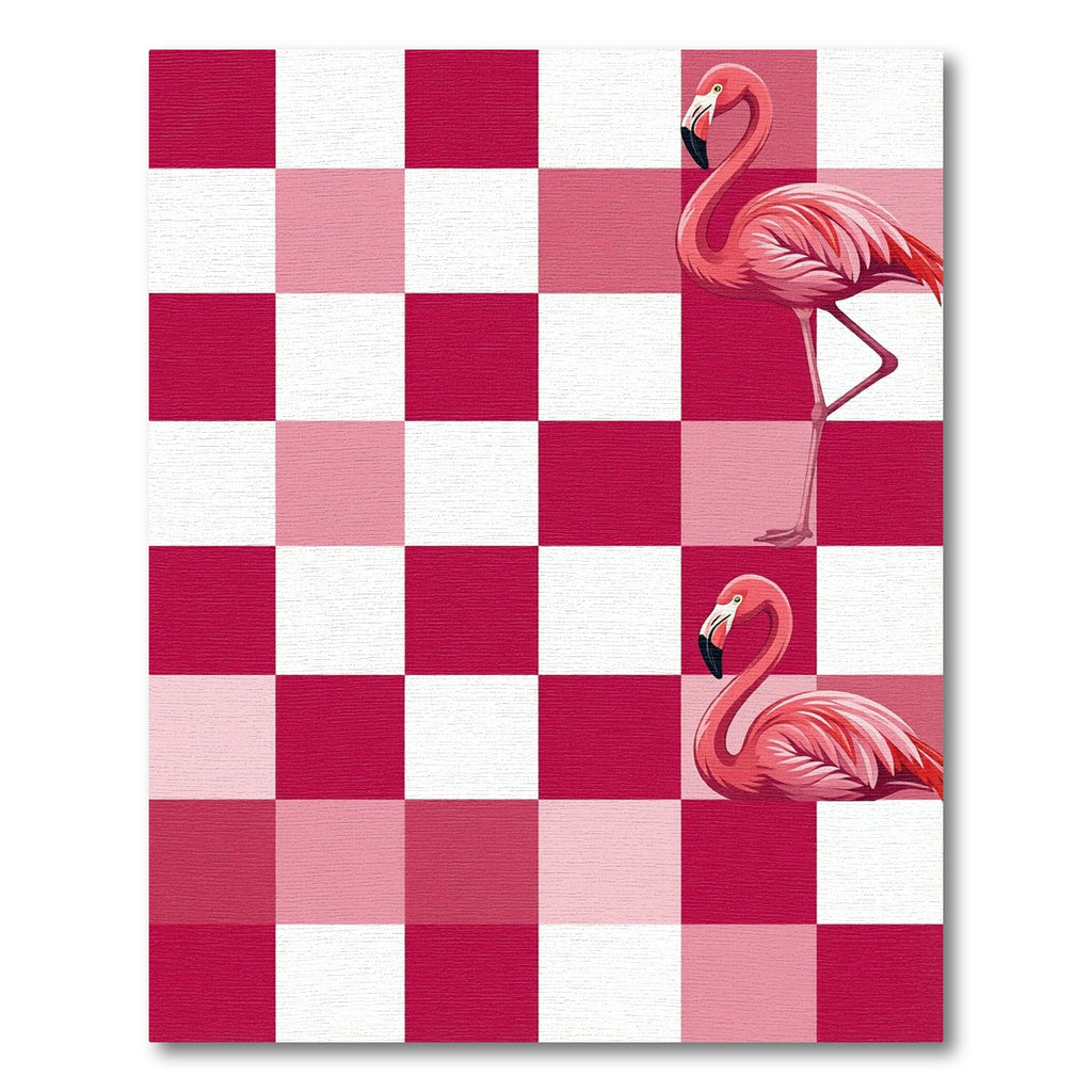 Pink Flamingo Checkerboard Art Rug