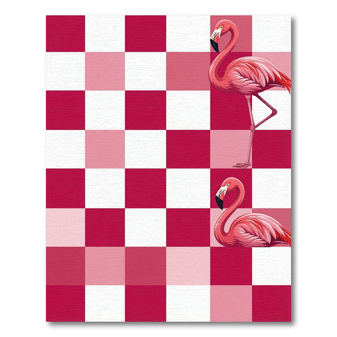 Pink Flamingo Checkerboard Art Rug