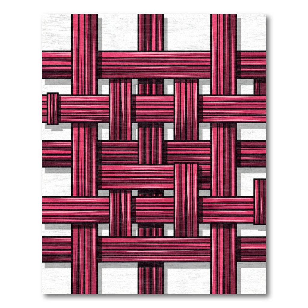 Crimson Woven Texture Crossing Lines Rug