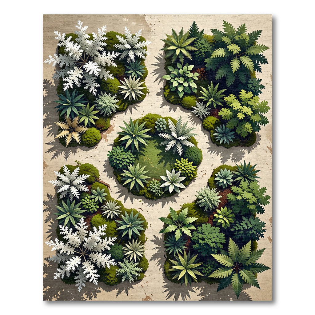Lush Green White Tropical Foliage Rug