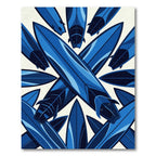 Geometric Cobalt Surfboard Abstract Composition Rug
