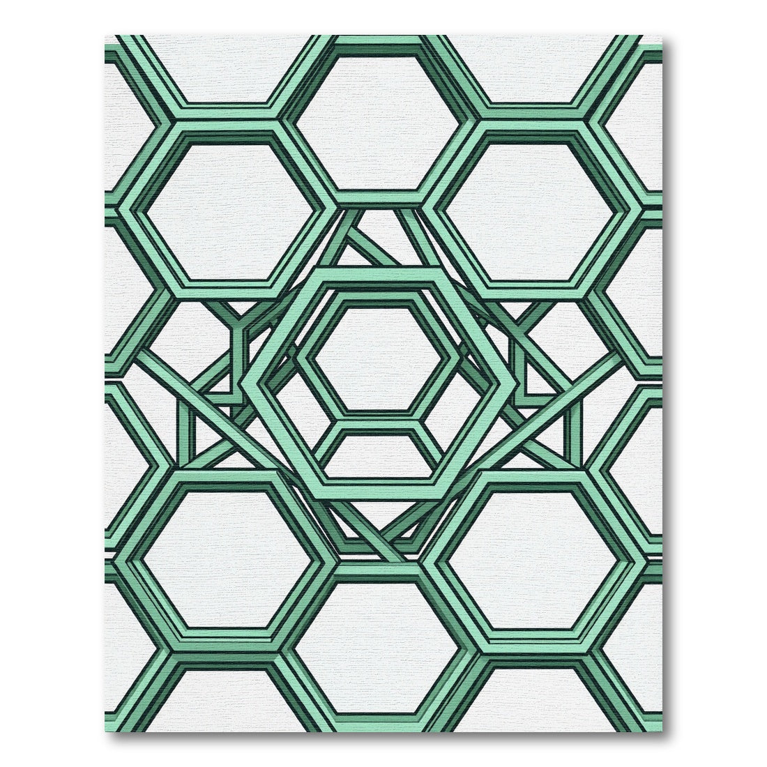 Geometric Mint Hexagonal Lattice Rug