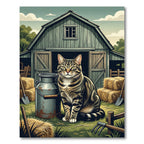 Rustic Tabby Cat Farmhouse Milk Can Rug