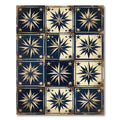 Vintage Nautical Navy Gold Compass Grid Rug