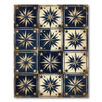 Vintage Nautical Navy Gold Compass Grid Rug