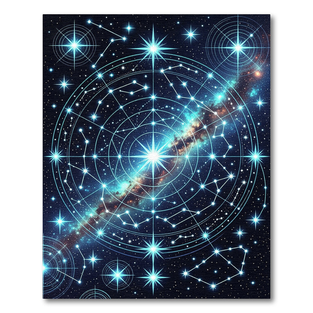 Celestial Neon Starry Galaxy Constellation Rug