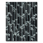 Monochromatic Downtown Skyscraper Cityscape Rug