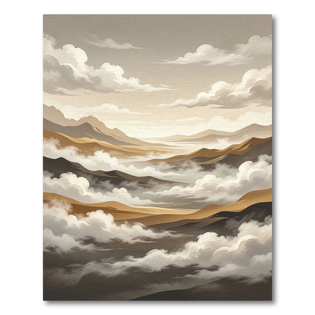 Ethereal Misty Mountain Landscape Rug