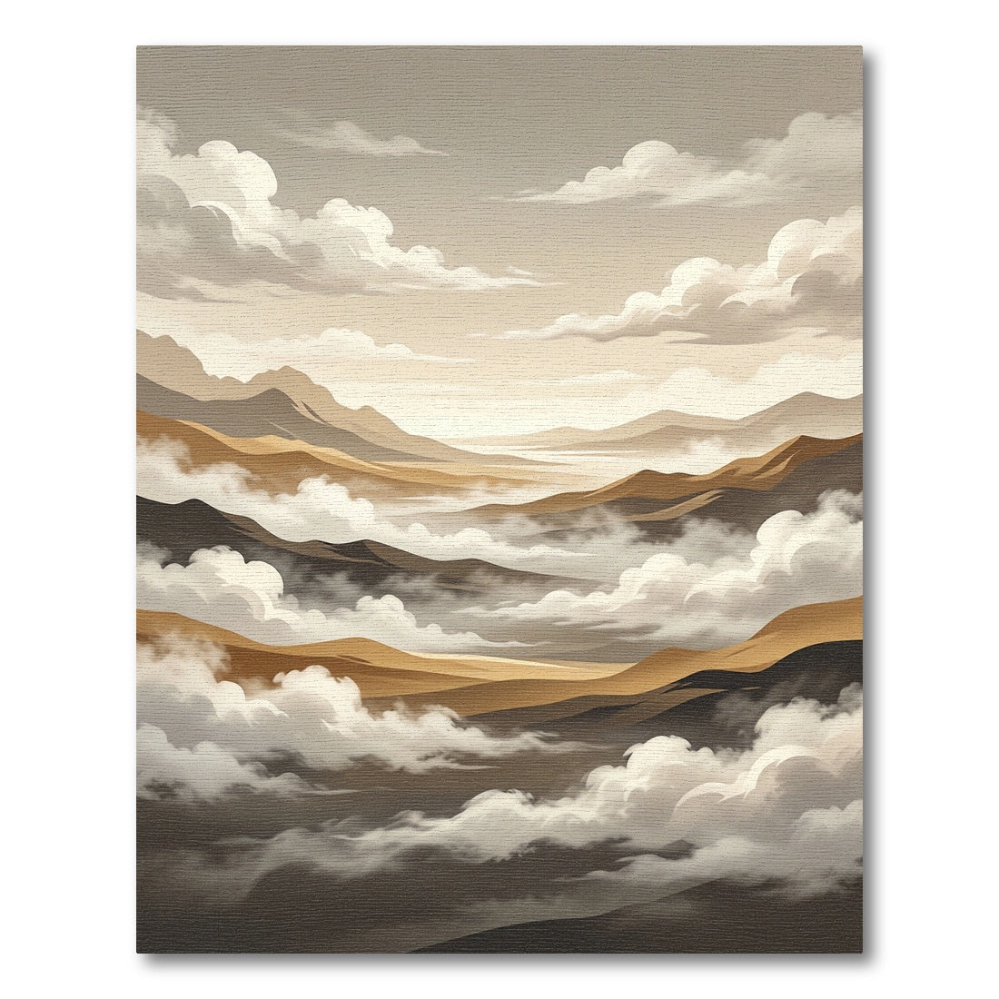 Ethereal Misty Mountain Landscape Rug