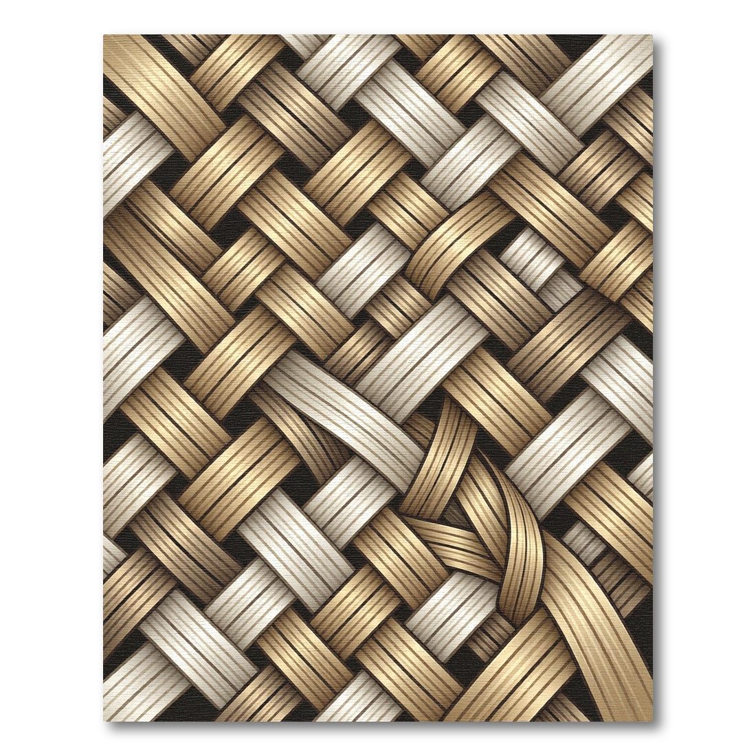 Metallic Gold Ivory Woven Interlocking Texture Rug