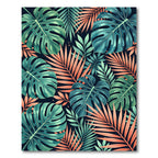 Tropical Monstera Palm Leaf Collage Rug