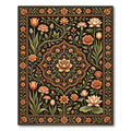 Opulent Black Floral Medallion Garden Rug