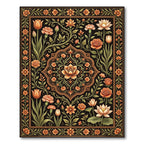 Opulent Black Floral Medallion Garden Rug