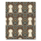 Golden Arch Medallion Teal Ornate Tile Rug