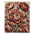 Earthy Terracotta Peony Floral Bouquet Rug