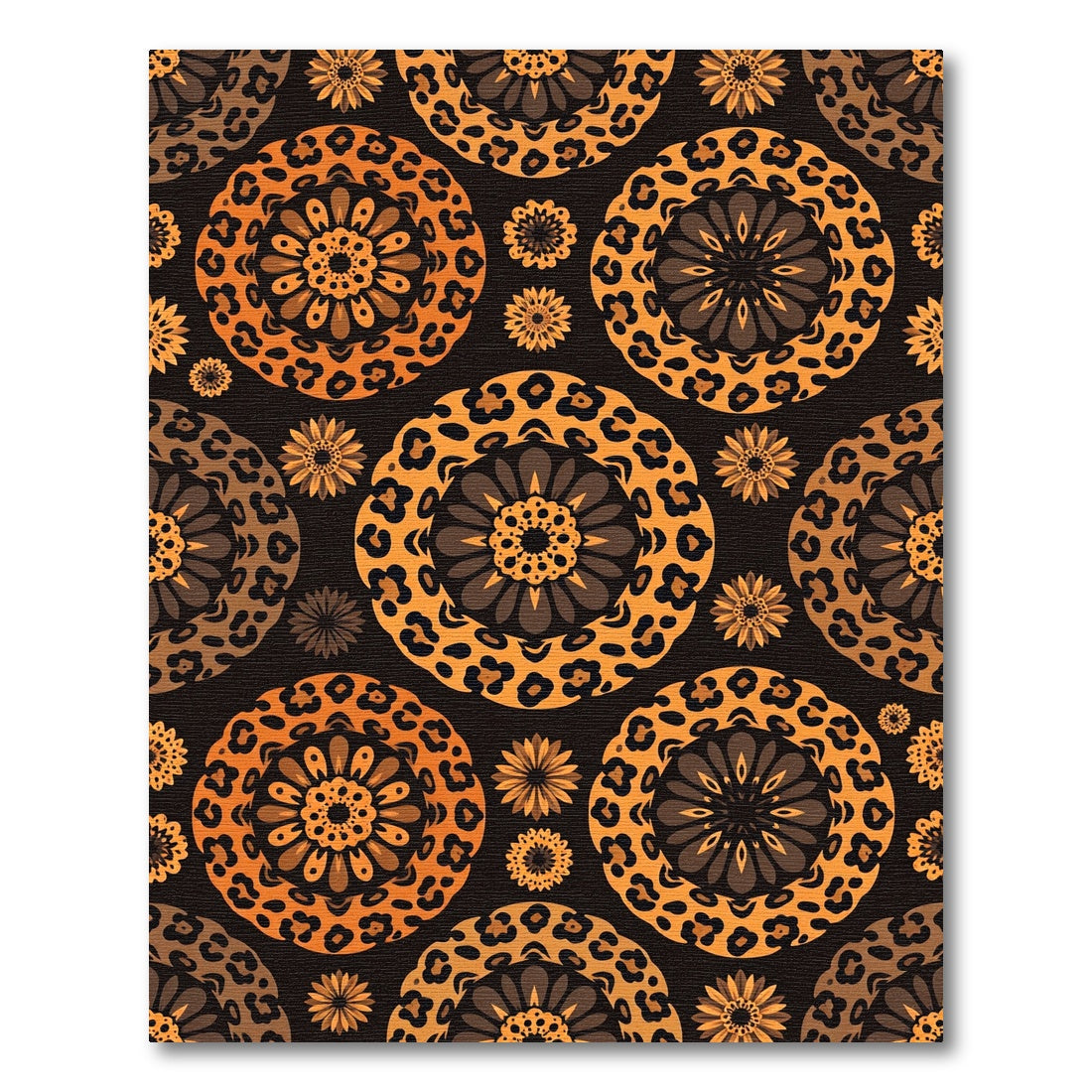 Bold Orange Leopard Floral Mandalas Rug