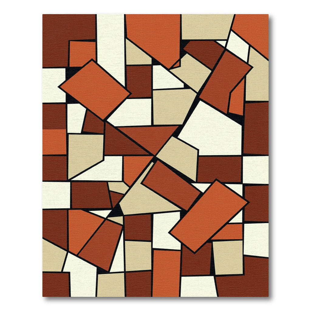 Terracotta Abstract Geometric Composition Rug