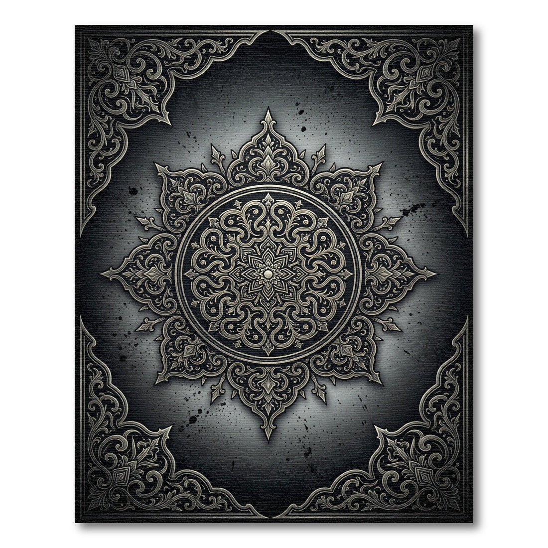 Ornate Metallic Charcoal Circular Arabesque Rug