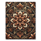Ornate Copper Bronze Floral Mandala Rug