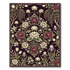 Elegant Dark Floral Lotus Medallion Rug