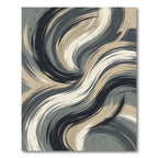 Modern Charcoal Beige Abstract Swirl Rug