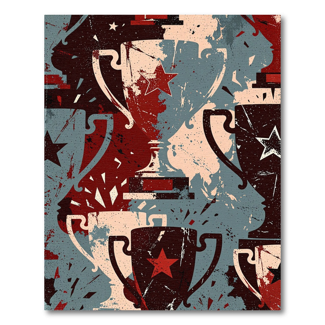 Trophy Starburst Splatter Red Blue Rug