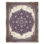 Ornate Purple Floral Damask Medallion Rug