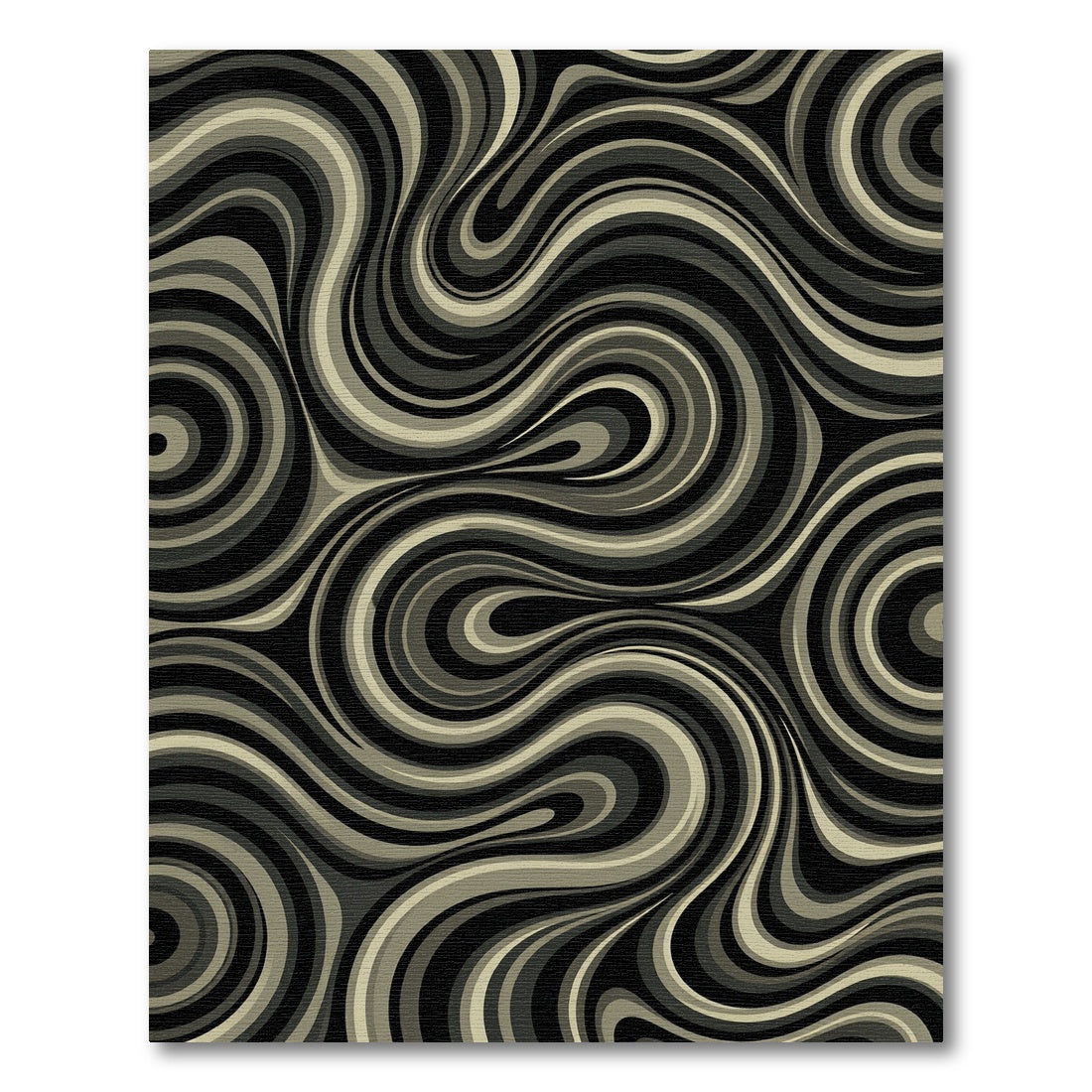 Abstract Swirling Monochrome Ribbon Curves Rug