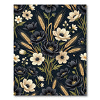 Dark Floral Wheat Arrangement Rug