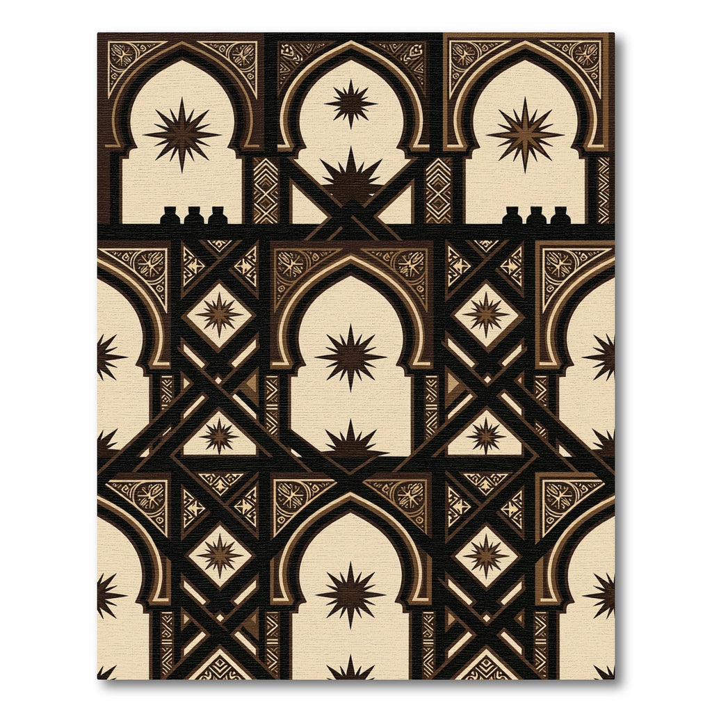 Geometric Arch and Celestial Star Rug