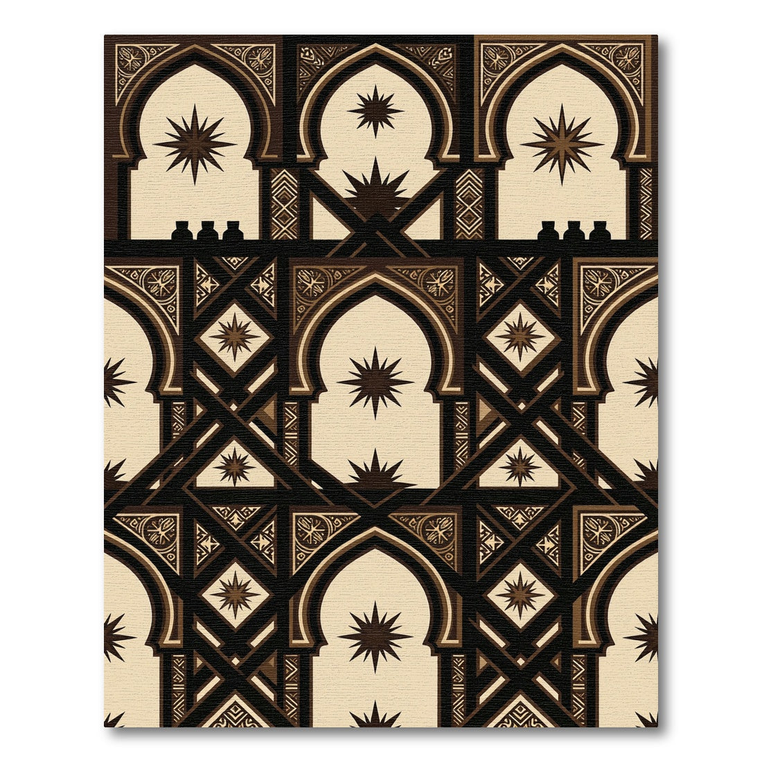 Geometric Arch and Celestial Star Rug