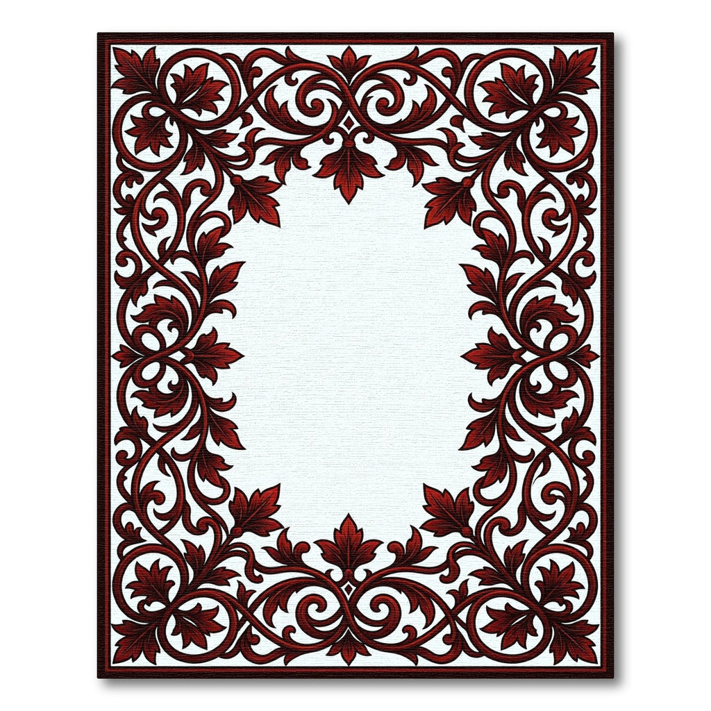 Deep Red Ornate Acanthus Scroll Rug