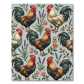 Vintage Country Rooster Lavender Rose Art Rug