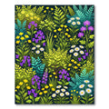 Vibrant Yellow Purple Daisy Meadow Rug