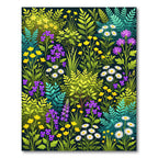Vibrant Yellow Purple Daisy Meadow Rug