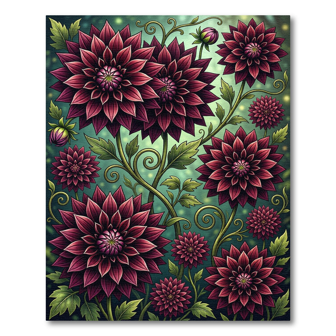 Rich Crimson Dahlia Garden Botanical Rug