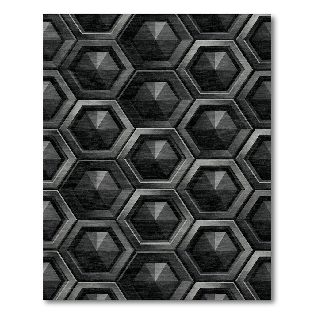 Sophisticated Charcoal Geometric Hexagon Rug