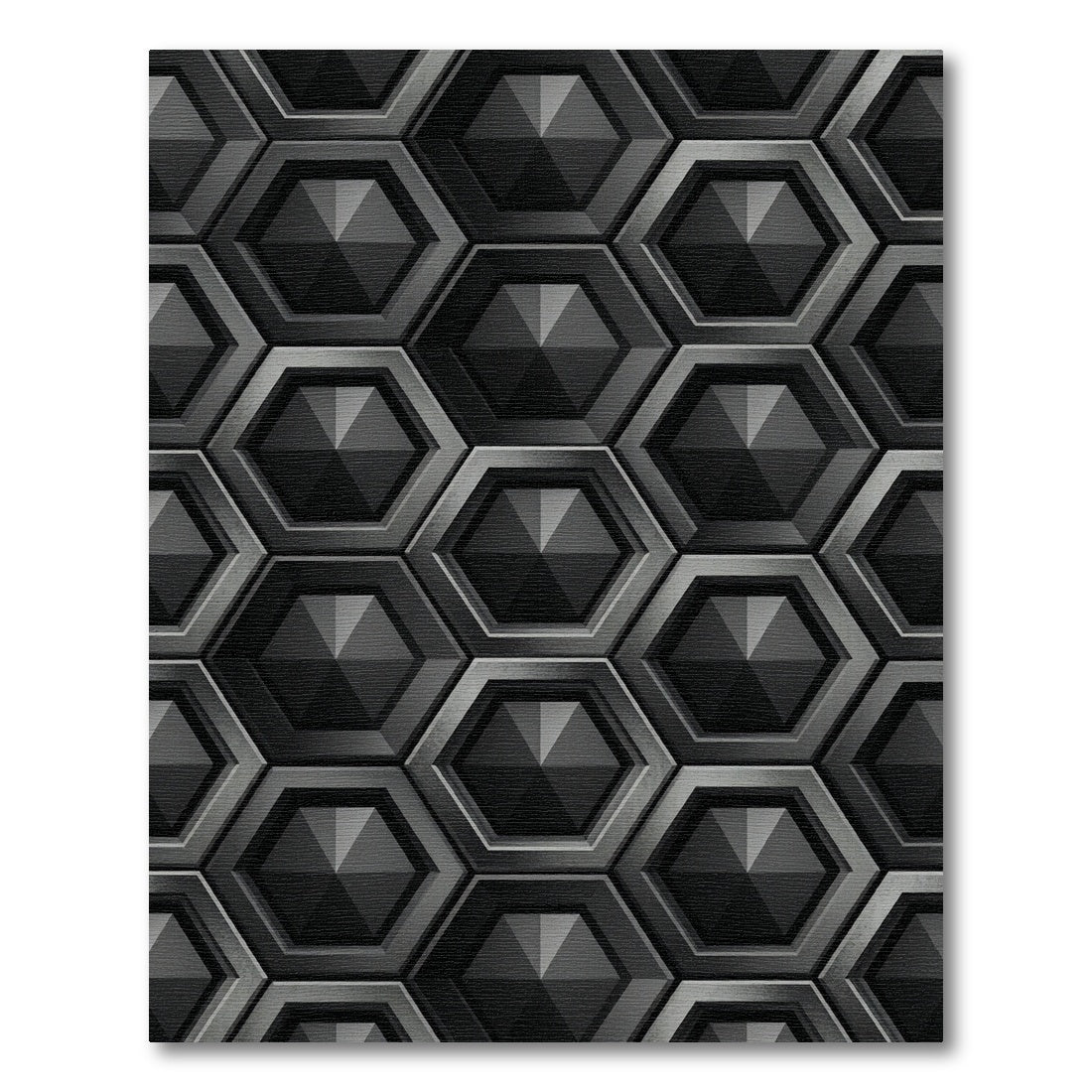 Sophisticated Charcoal Geometric Hexagon Rug