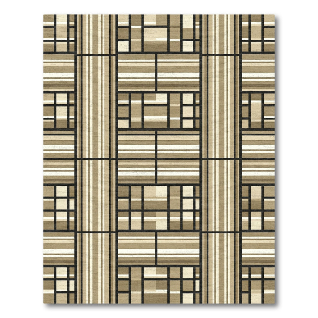 Geometric Warm Tones Stripes Blocks Rug